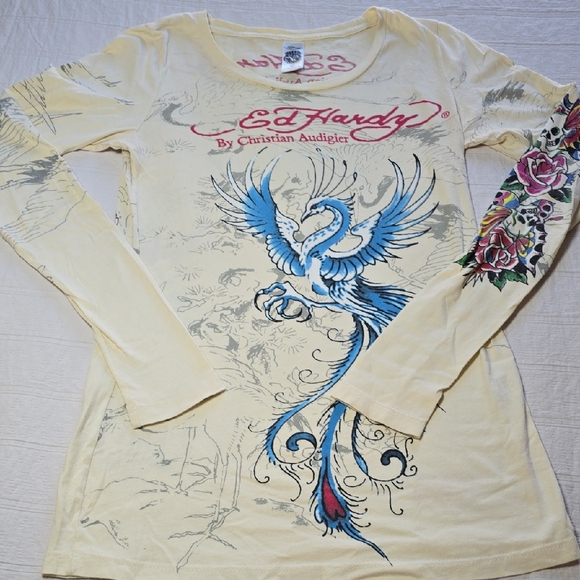 Ed Hardy Tops - Ed Hardy Women's Phoenix Long Sleeve Top Size Small